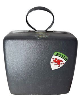 SAMSONITE Vintage Grey Hard Shell Square Suitcase Luggage Bag Retro Dark Grey